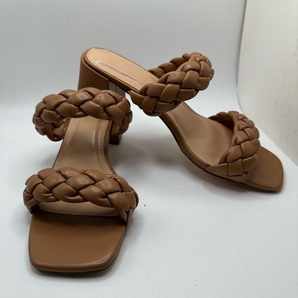 CUSHIONAIRE Women's braided Heel Sandal +Memory Foam 9 WIDE TAN - Picture 6 of 7